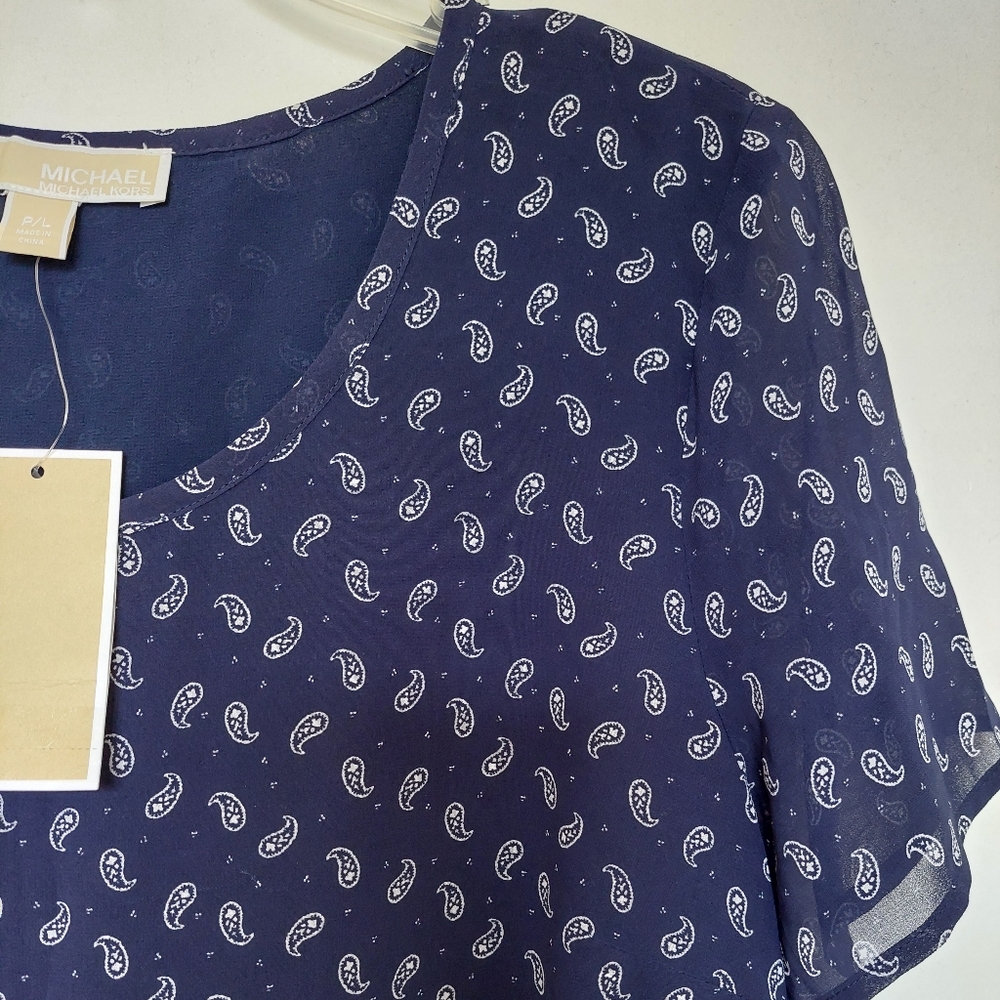 Michael Kors NWT short sleeve blouse size P/L - Picture 2 of 14
